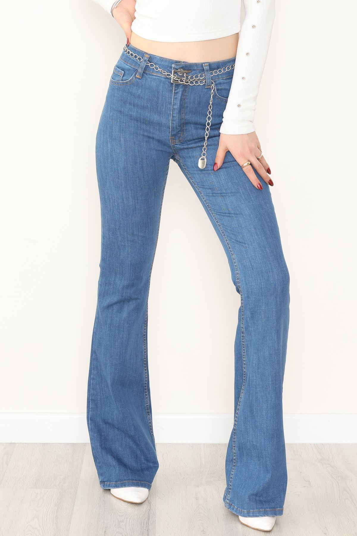 İspanyol Paça Kot Pantolon Mavi - 31649.1184.