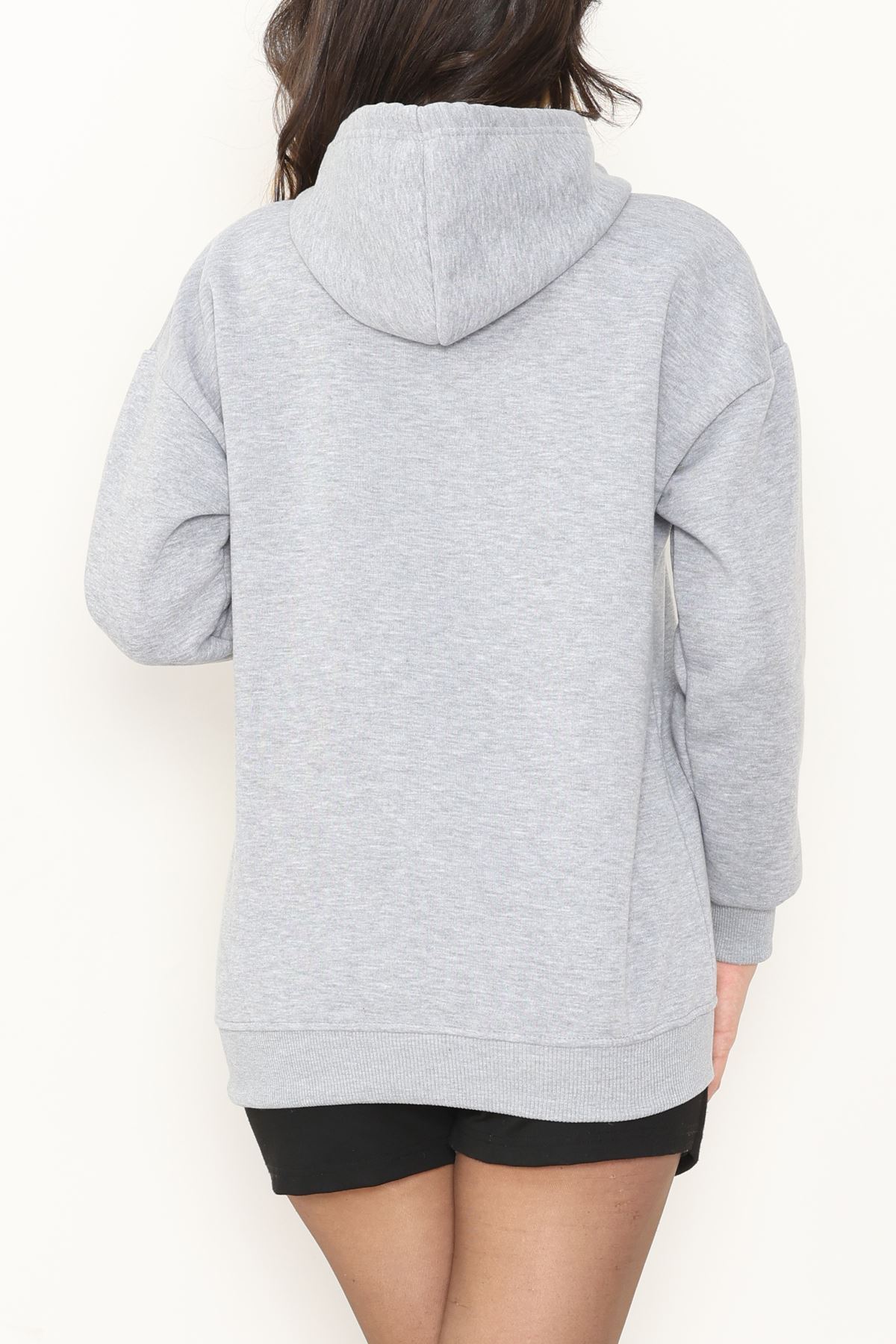 3 İplik Kapşonlu Nakışlı Sweat Grifuşya - 42221.1878.