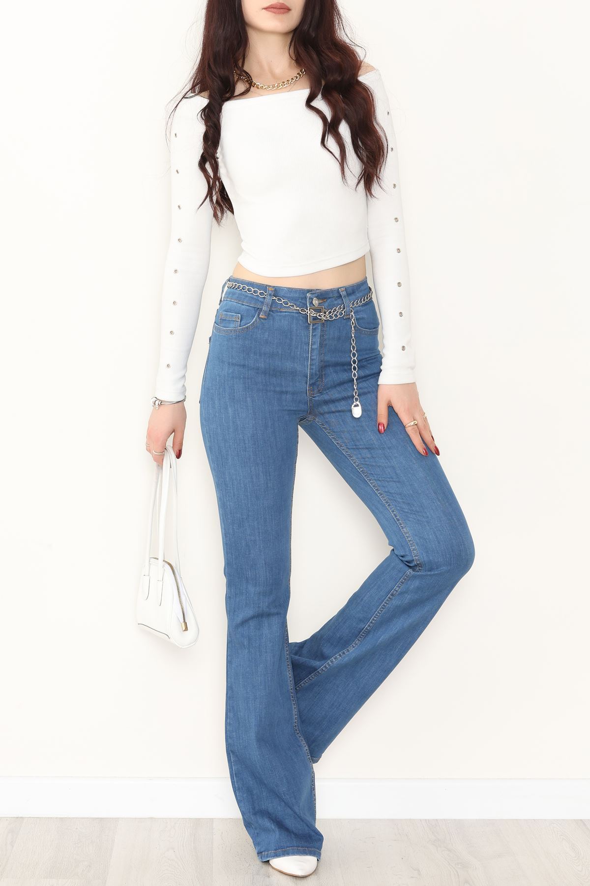 İspanyol Paça Kot Pantolon Mavi - 31649.1184.