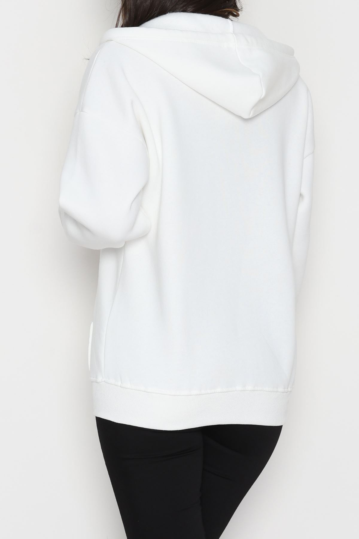 3 İplik Oversize Biyeli Sweat Ekru - 42503.1878.