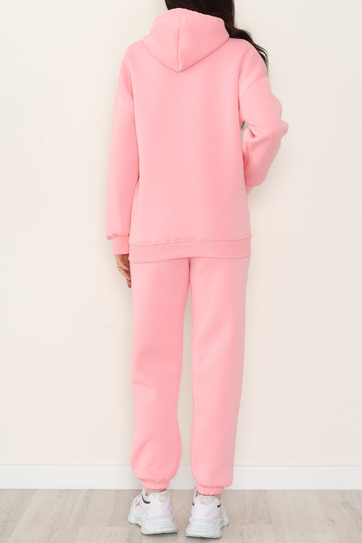 Kapşonlu 3 İplik Eşofman Takımı Pembe - 20965.1878.