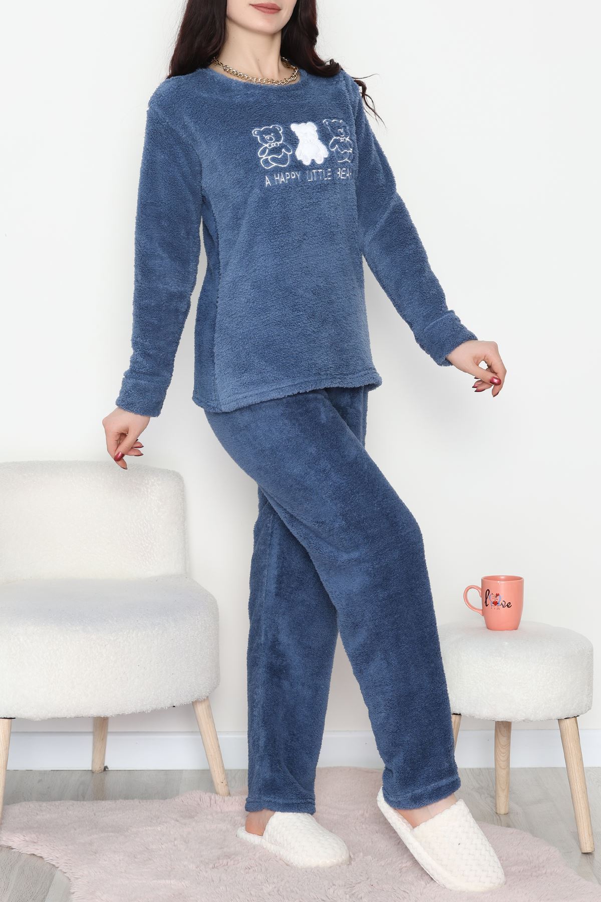 Peluş Pijama Takımı İndigo - 52107.1961.