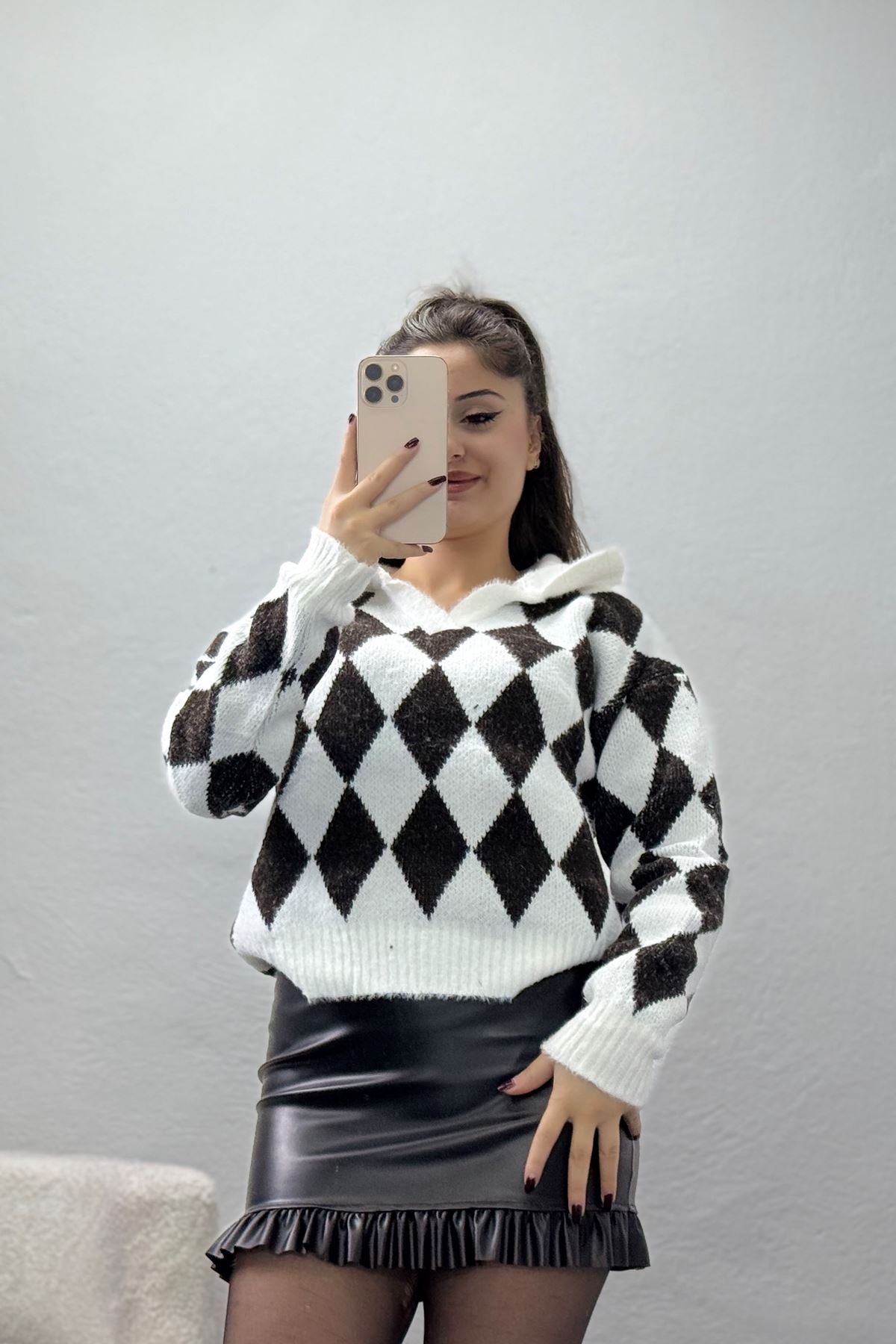 Baklava Desenli Triko Siyahbeyaz - 51106.1765.