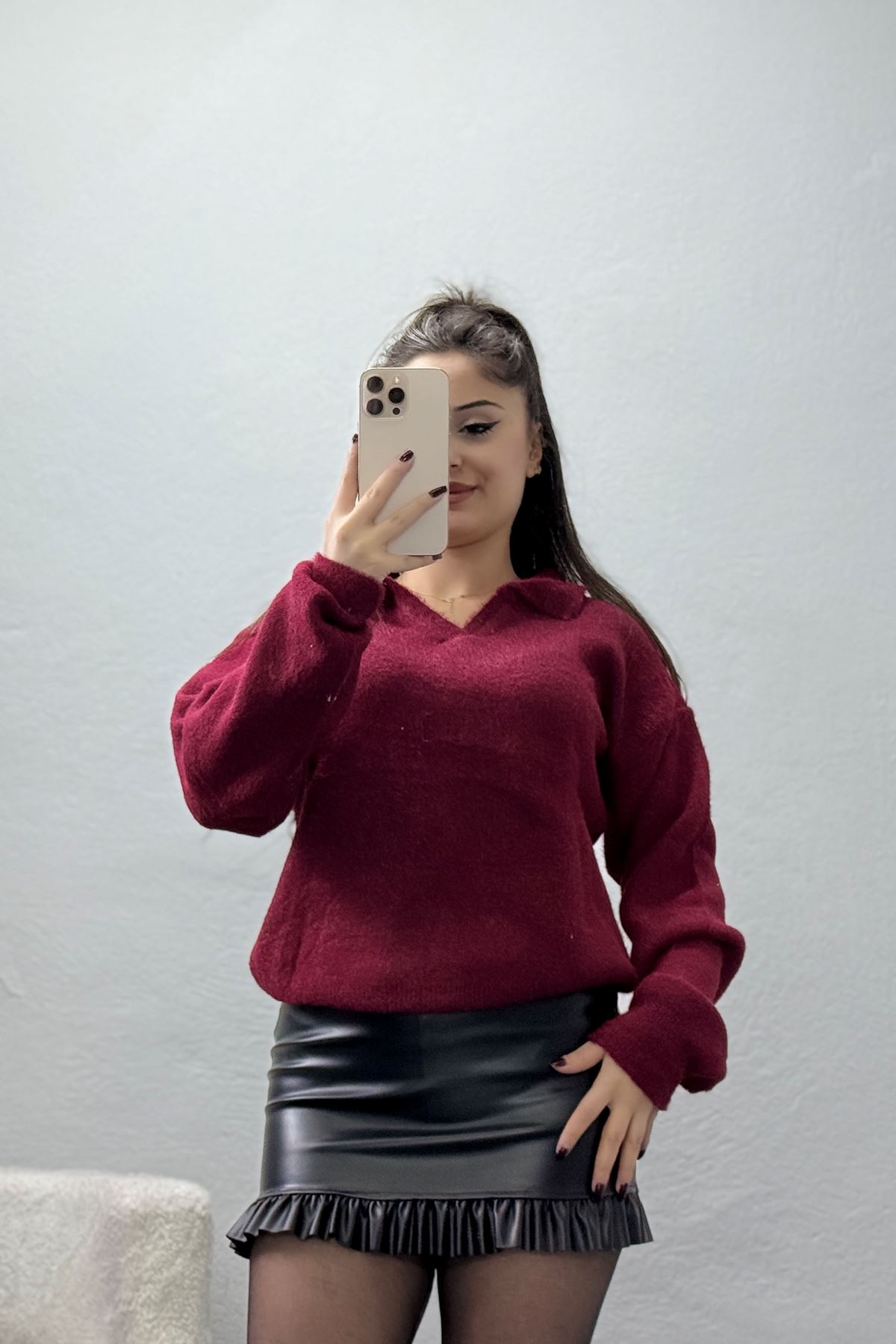 Yumuşak Dokulu Triko Bordo - 51109.1765.