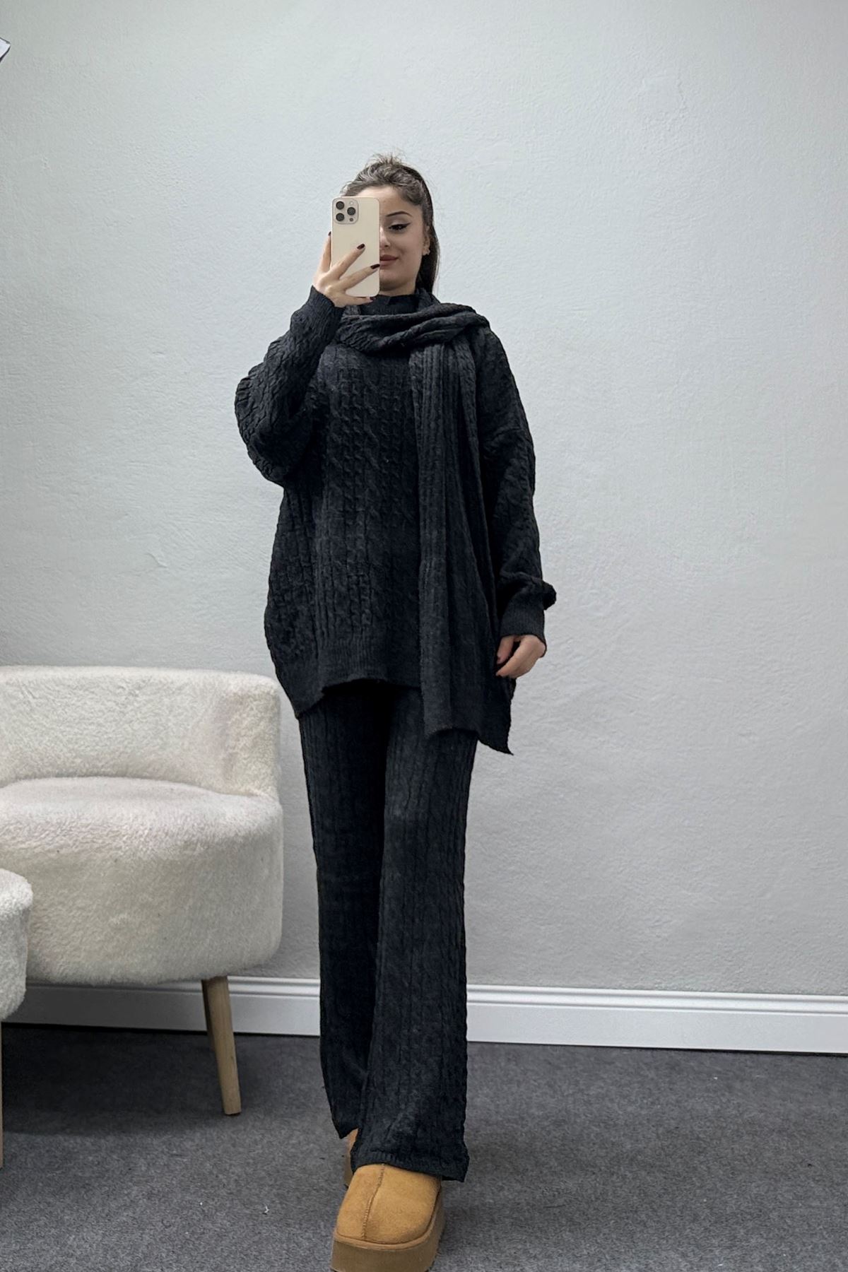 Atkılı 3'Lü Triko Takım Antrasit - 2288.1247.