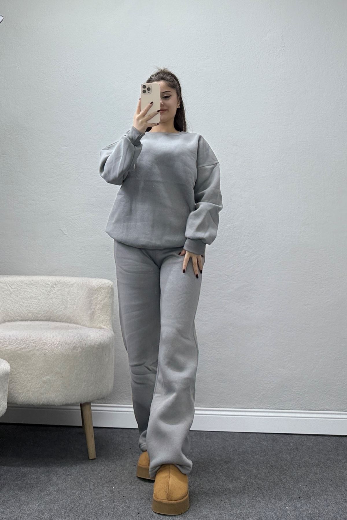 Üç İplik Eşofman Takımı Füme - 70779.1878.