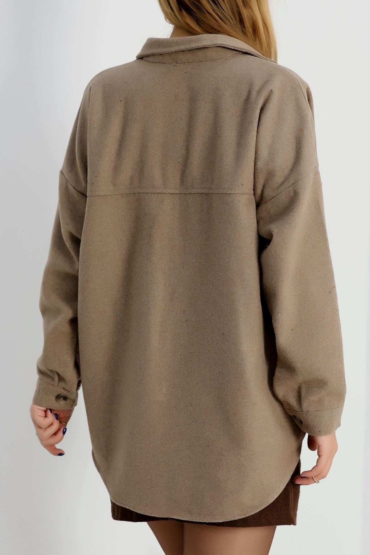 Çift Cep Kaşe Gömlek Vizon - 20258.1775.