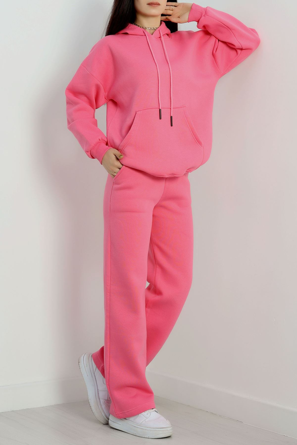 Üç İplik Kanguru Cep Eşofman Takımı Koyupembe - 70777.1878.