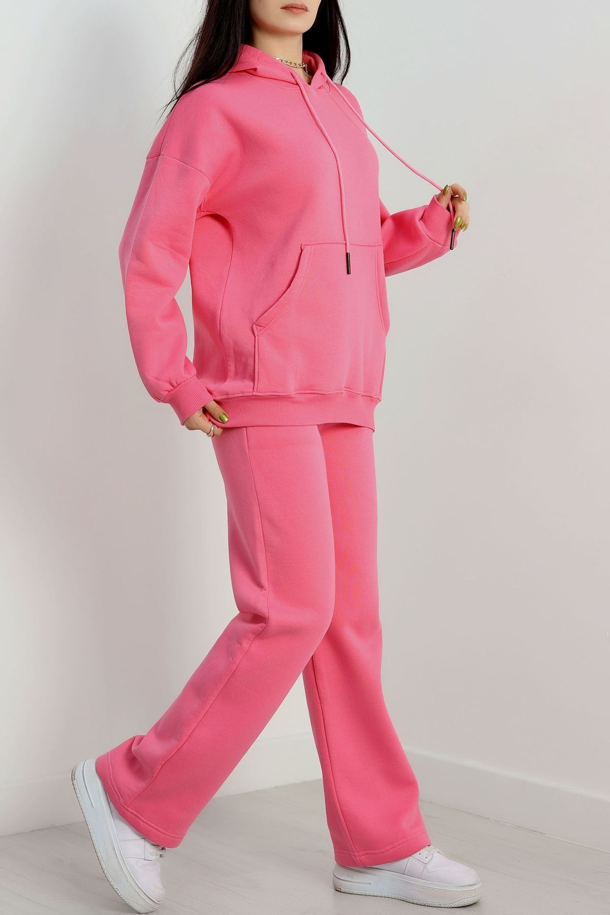 Üç İplik Kanguru Cep Eşofman Takımı Koyupembe - 70777.1878.