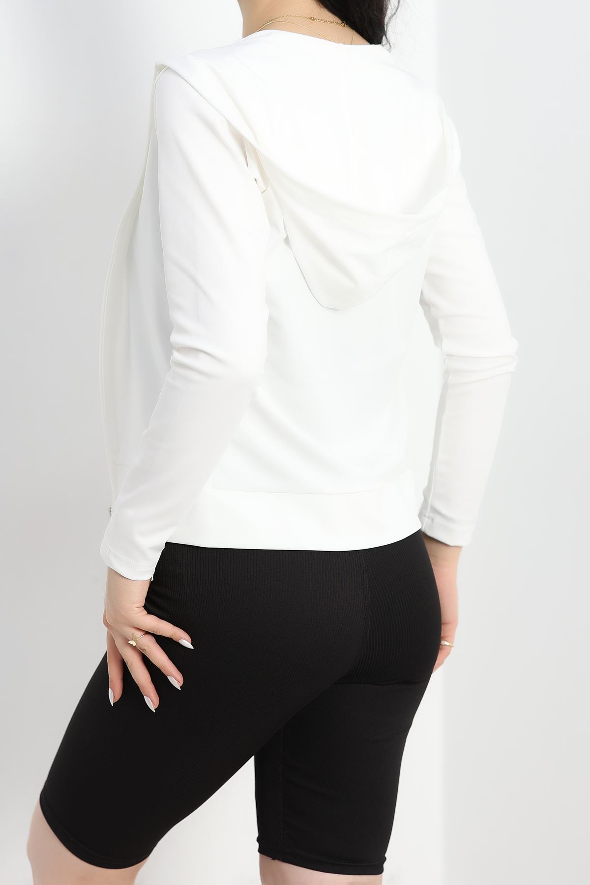 Kapşonlu Dalgıç Ceket Ekru - 50055.053.