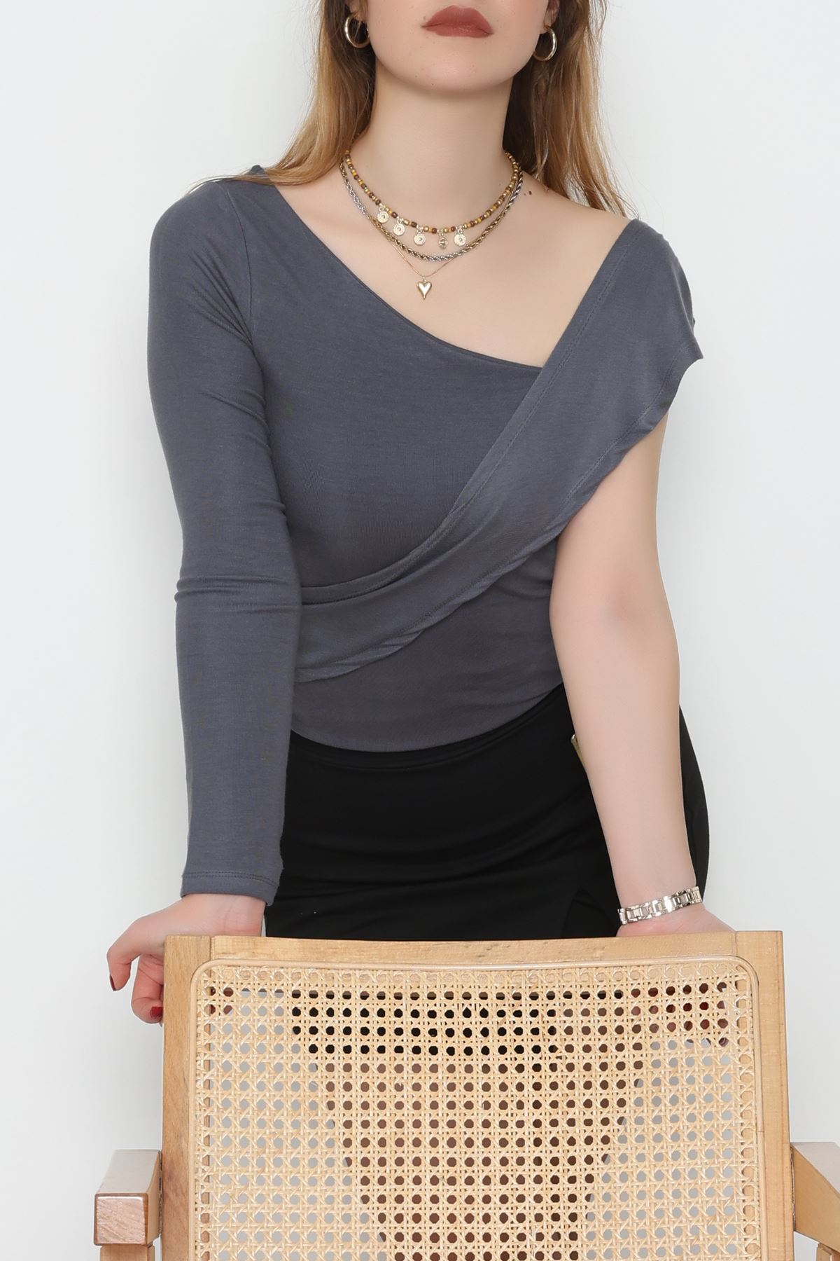 Tek Omuz Bluz Antrasit - 1006.2119.