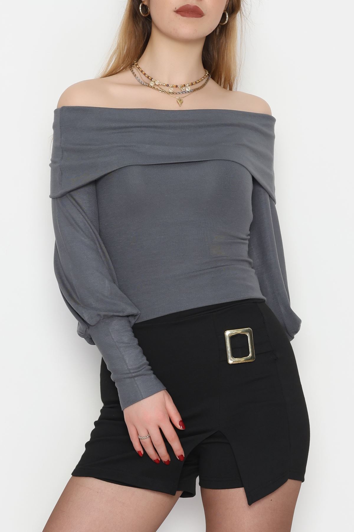 Buzzy Madonna Yaka Bluz Antrasit - 1003.2119.