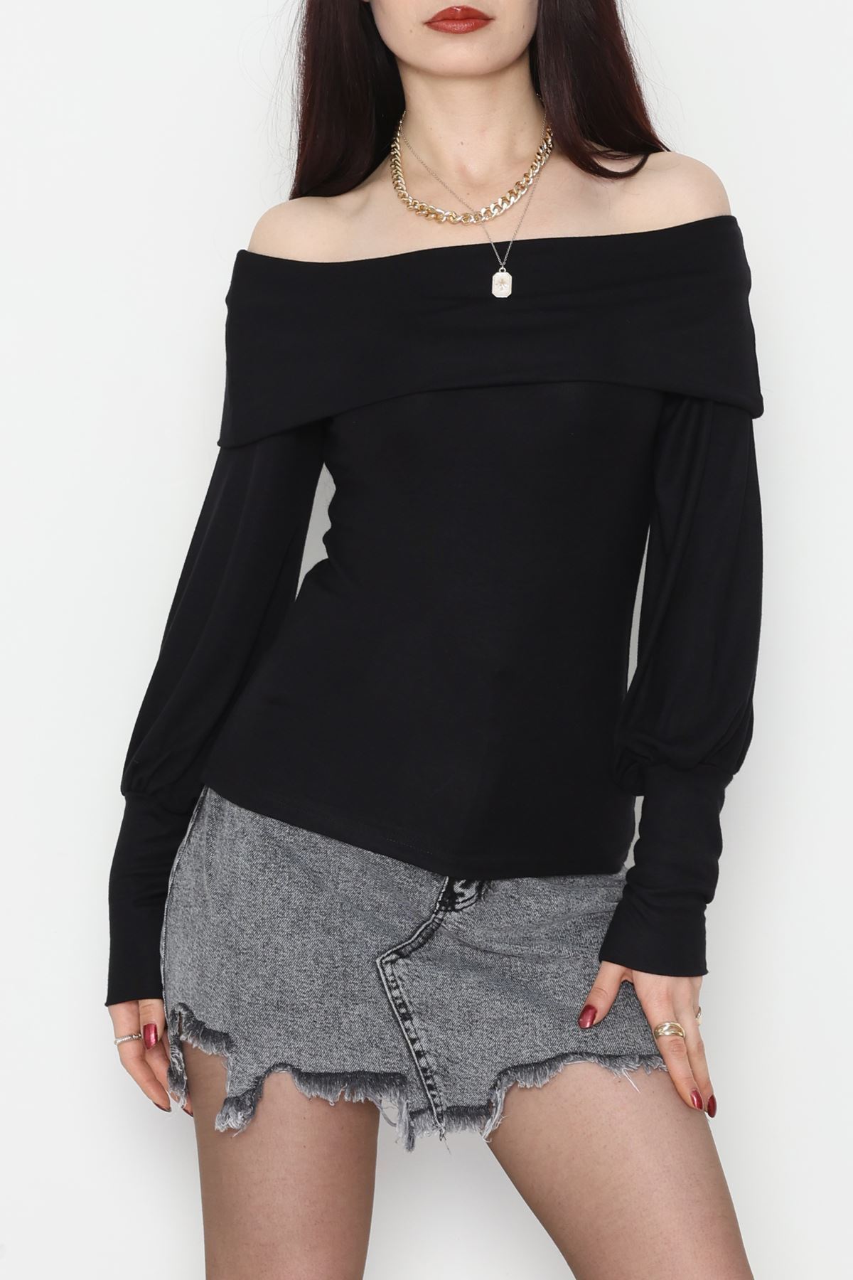 Buzzy Madonna Yaka Bluz Siyah - 1003.2119.