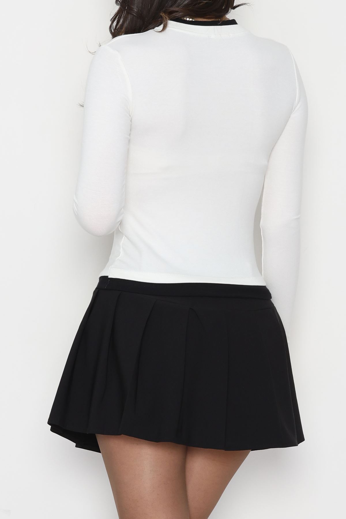 Buzzy Kumaş Bisiklet Yaka Parçalı Bluz Ekru - 1054.2119.