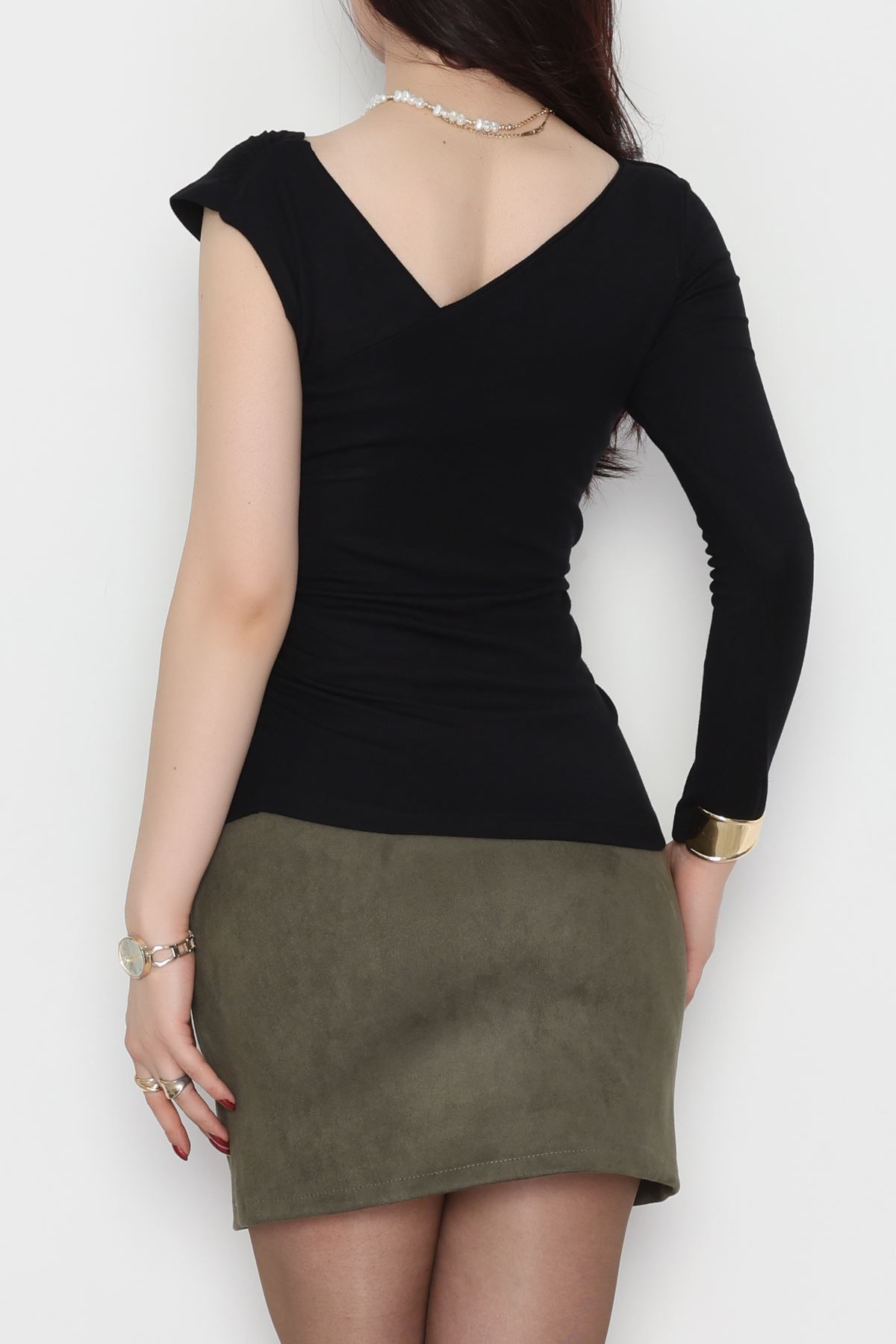 Tek Omuz Bluz Siyah - 1006.2119.