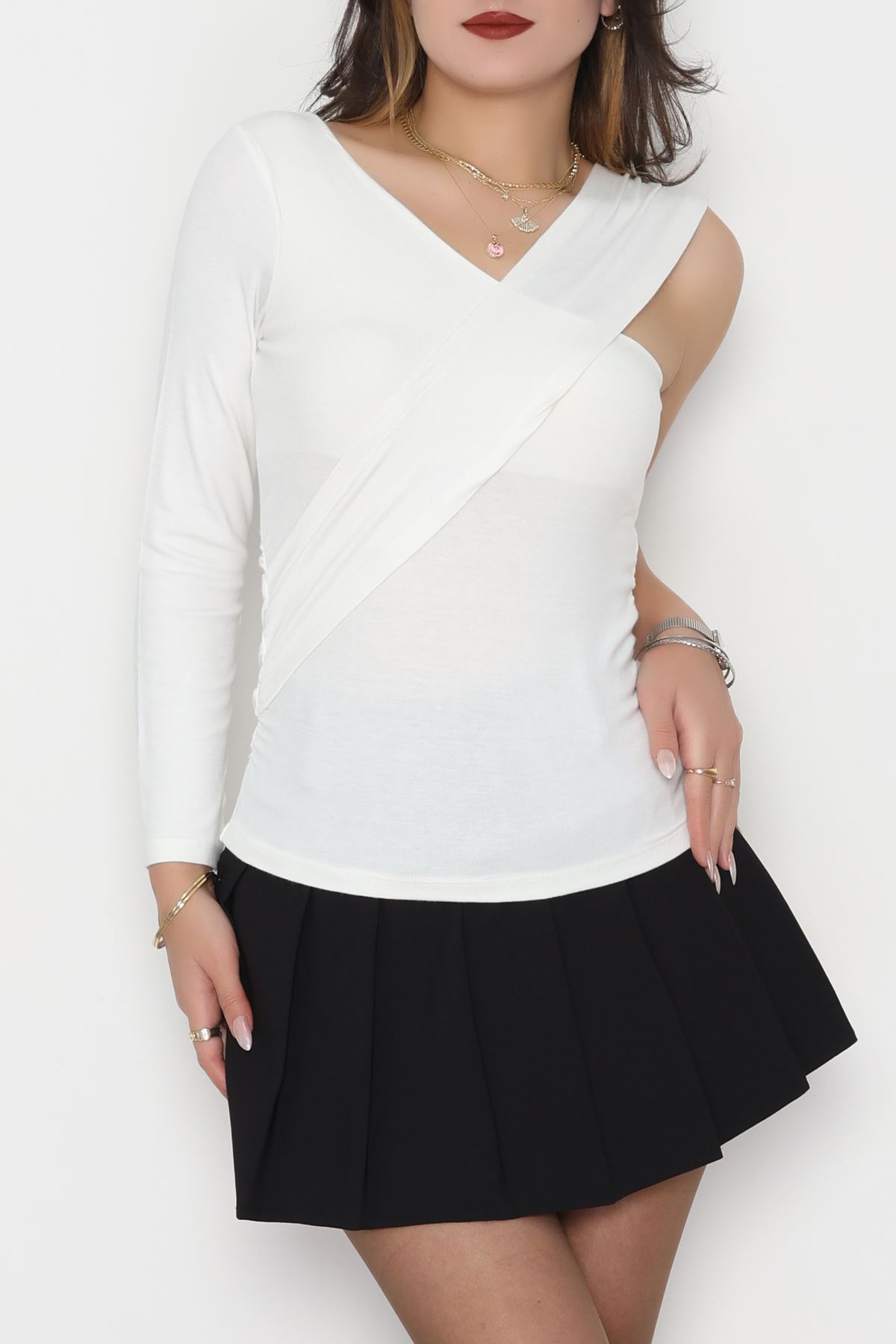 Tek Omuz Bluz Ekru - 1006.2119.