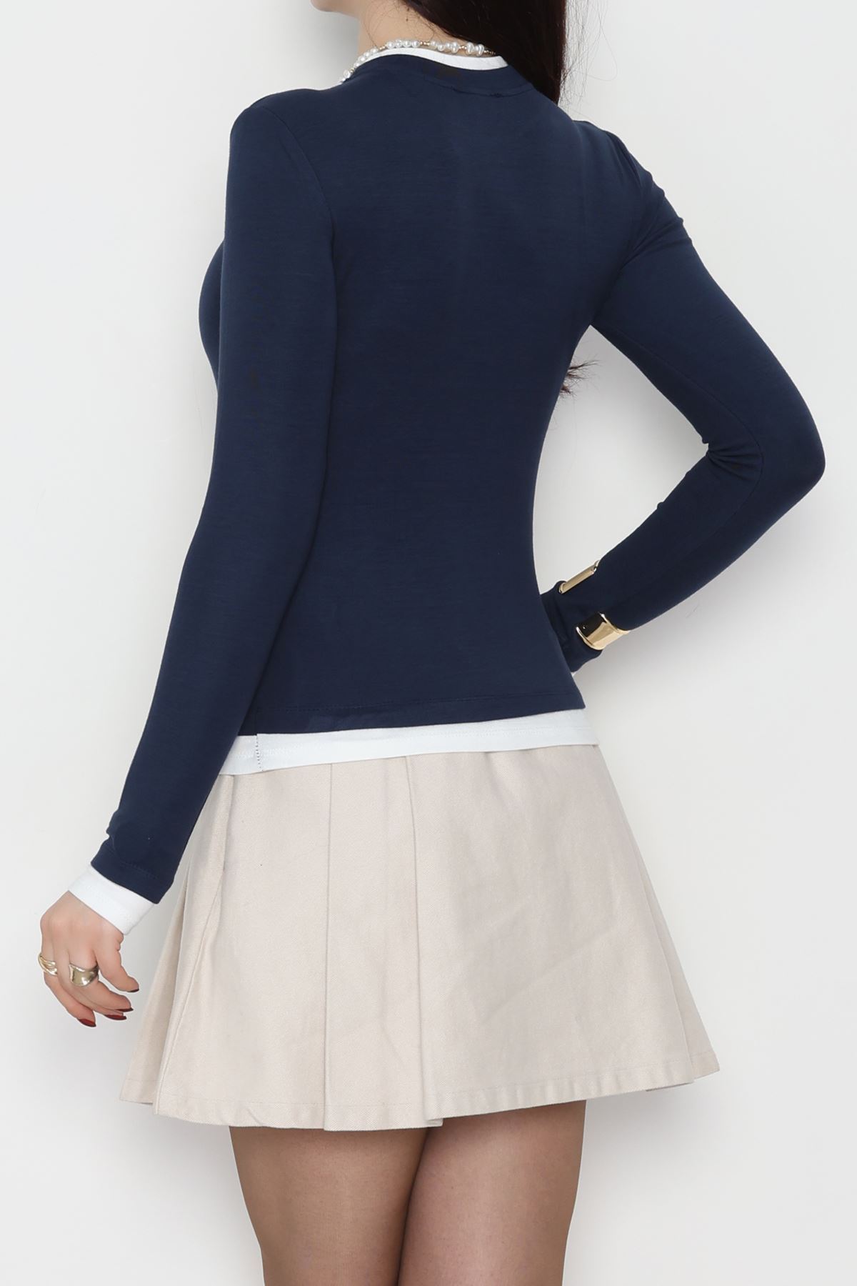 Buzzy Kumaş Bisiklet Yaka Parçalı Bluz Laci - 1054.2119.