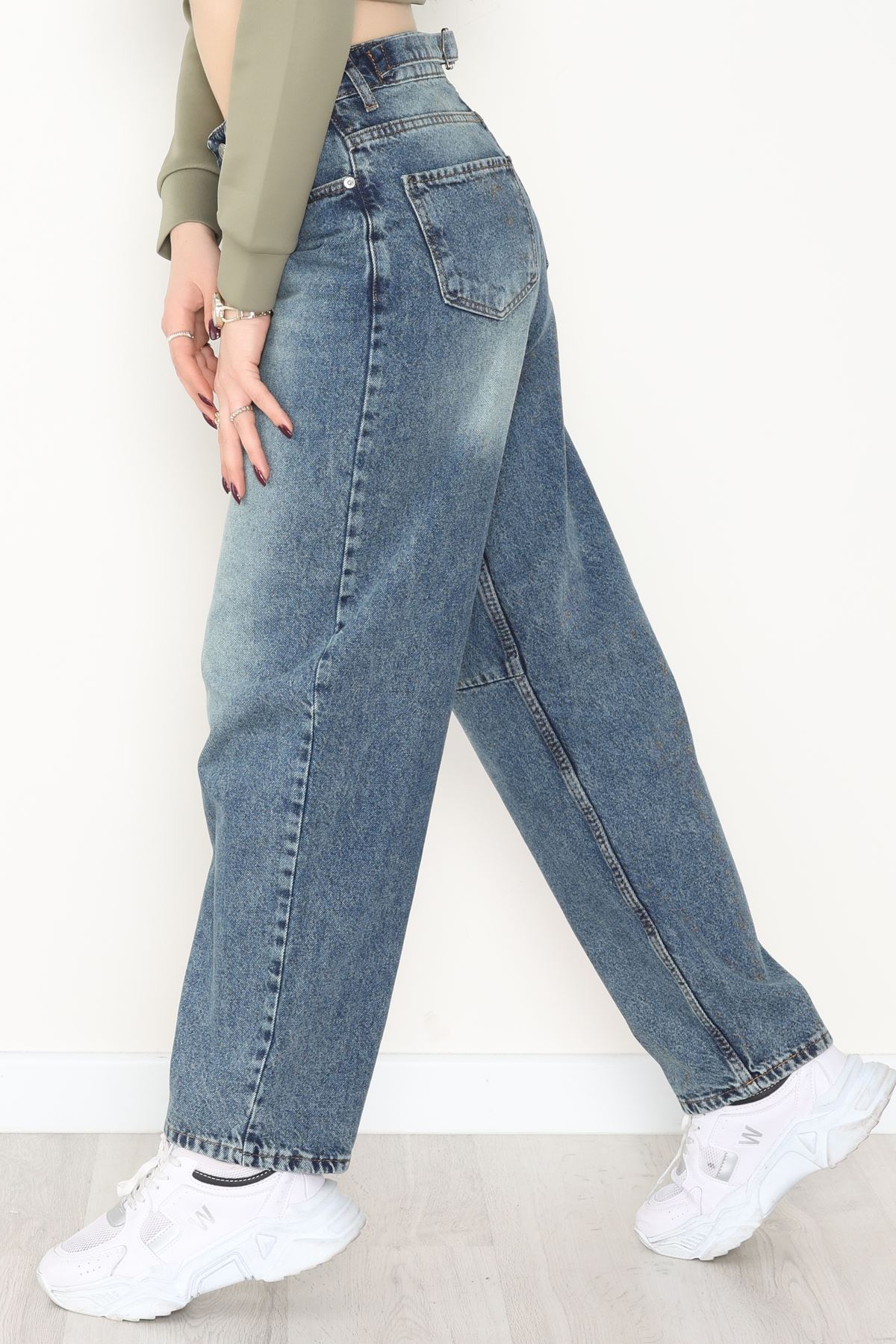 Arkası Tokalı Baggy Kot Pantolon Yeşiltint - 31712.2059.