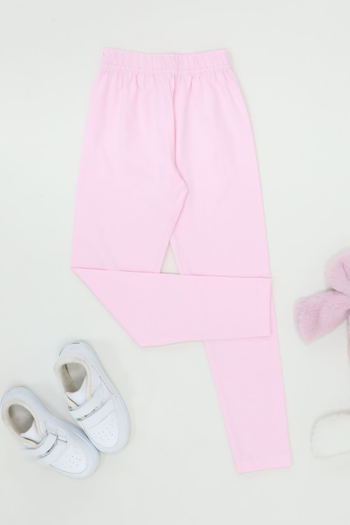 6-12 Yaş Likralı Penye Tayt Pembe - 50946.1981.