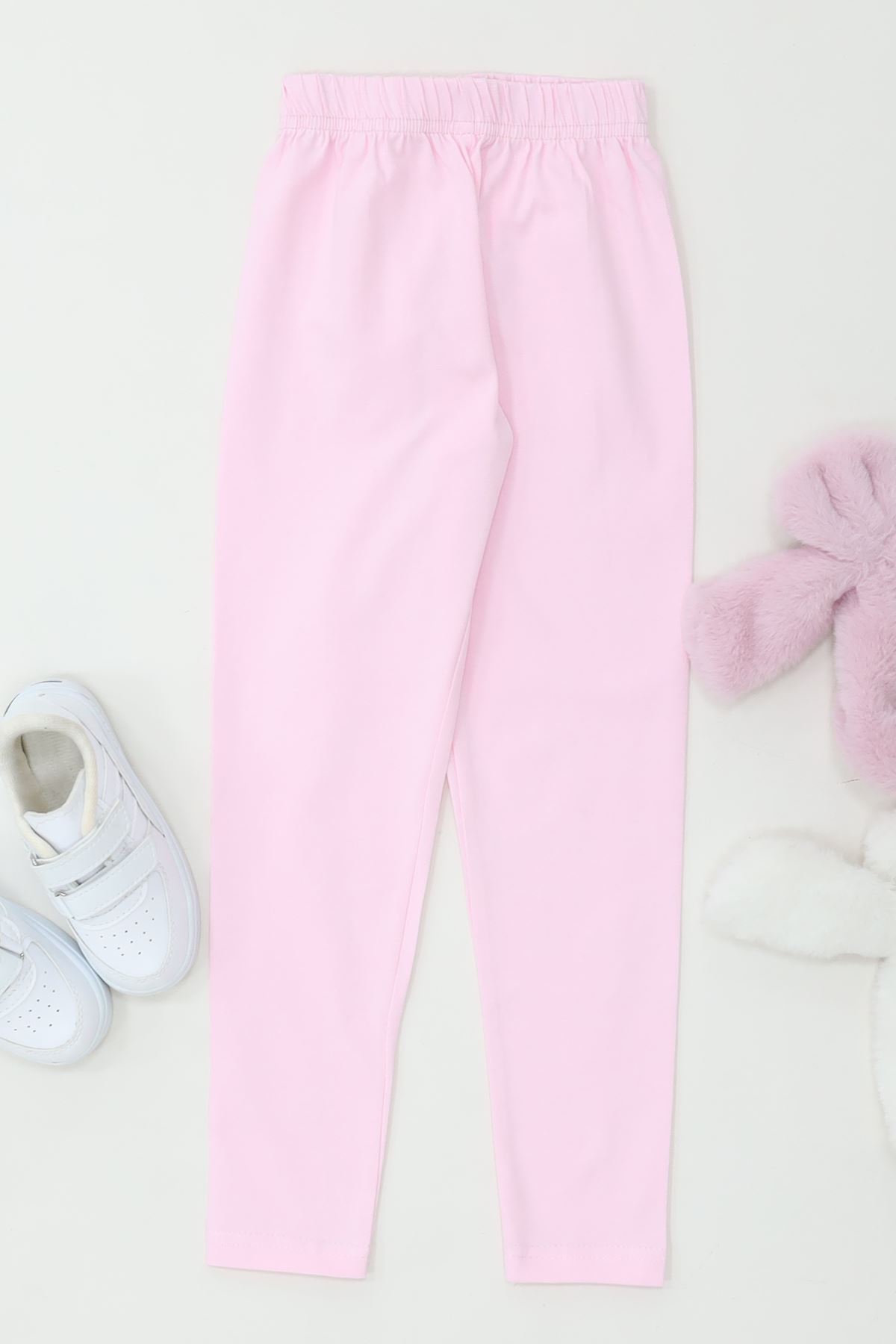 6-12 Yaş Likralı Penye Tayt Pembe - 50946.1981.