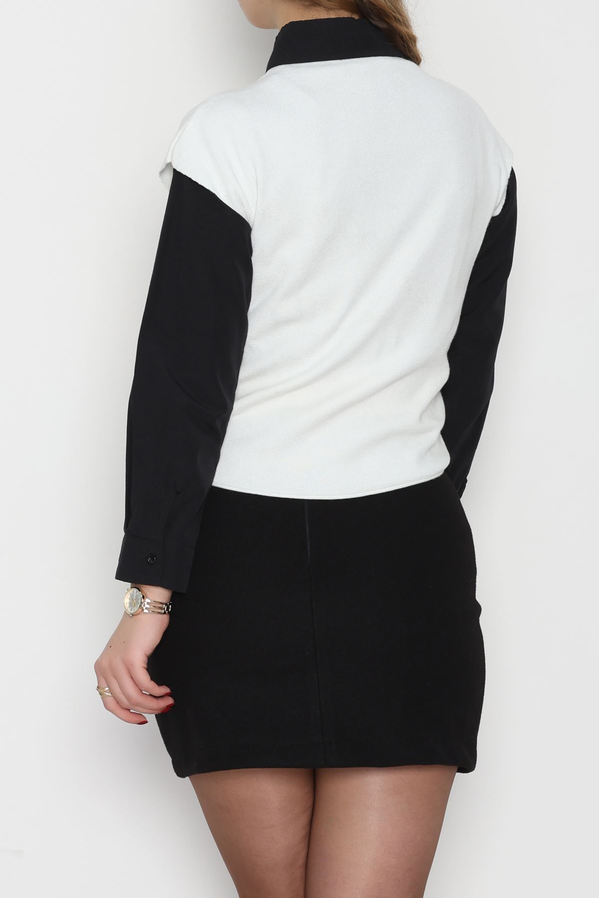 Yanları Büzgülü Triko Bluz Beyaz - 51110.1765.