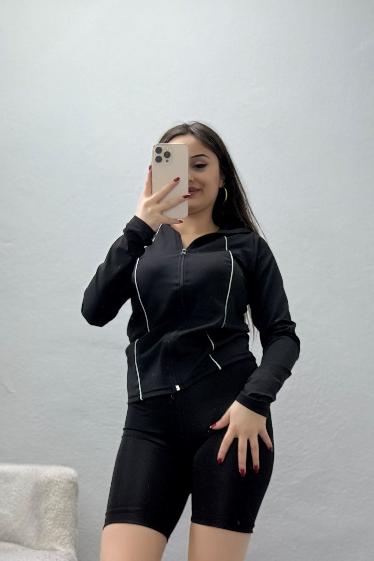 Biyeli Fermuarlı Dalgıç Body Ceket Siyah - 50203.053.