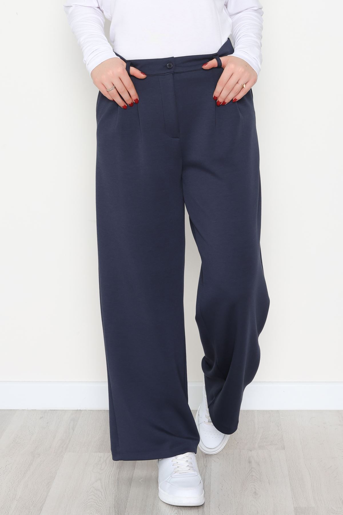 Modal Kumaş Palazzo Pantolon Lacivert - 51104.2061.