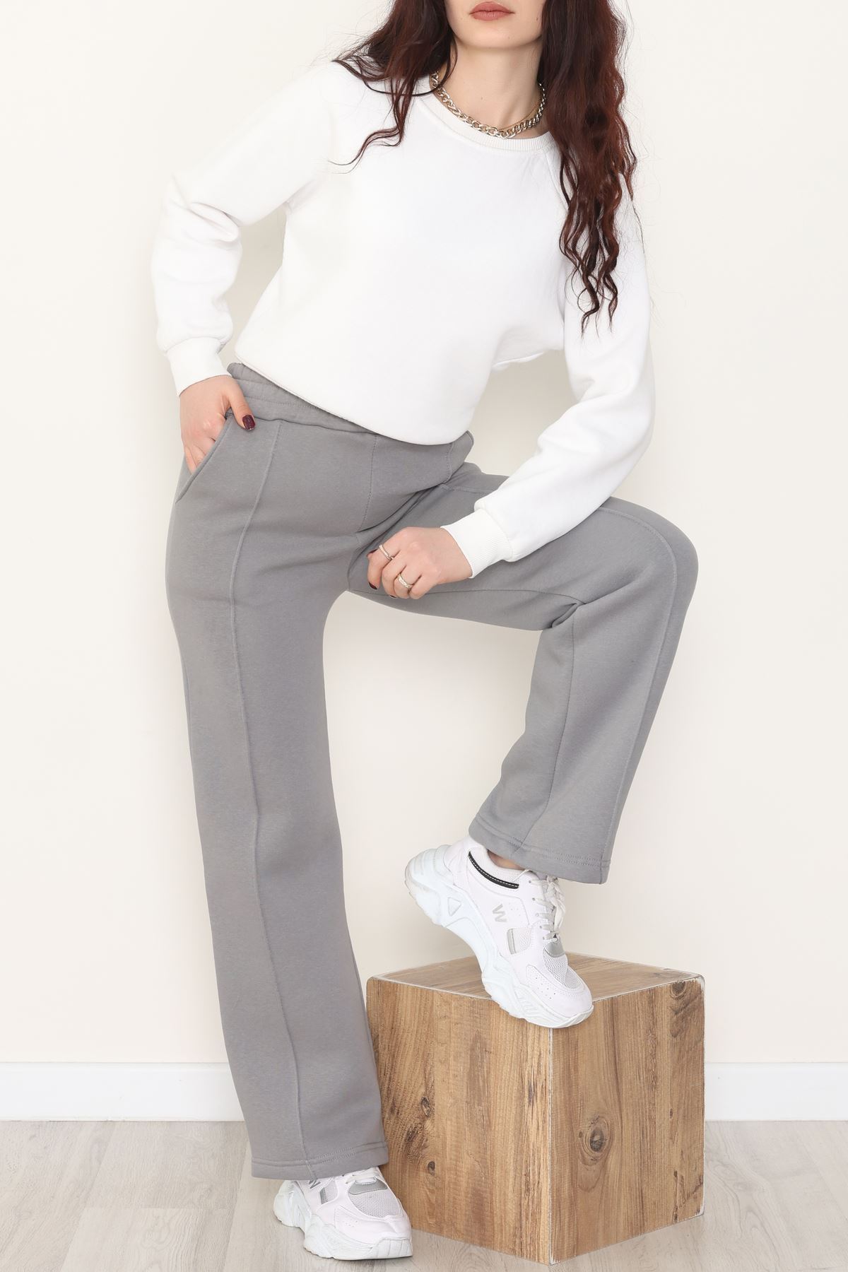 3 İplik Önü Çımalı Eşofman Altı Antrasit - 42520.1878.