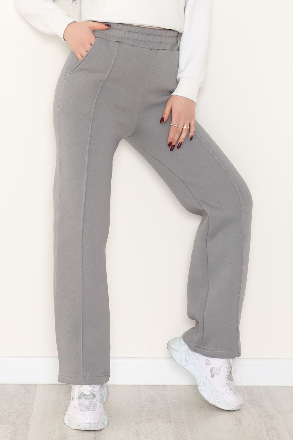 3 İplik Önü Çımalı Eşofman Altı Antrasit - 42520.1878.