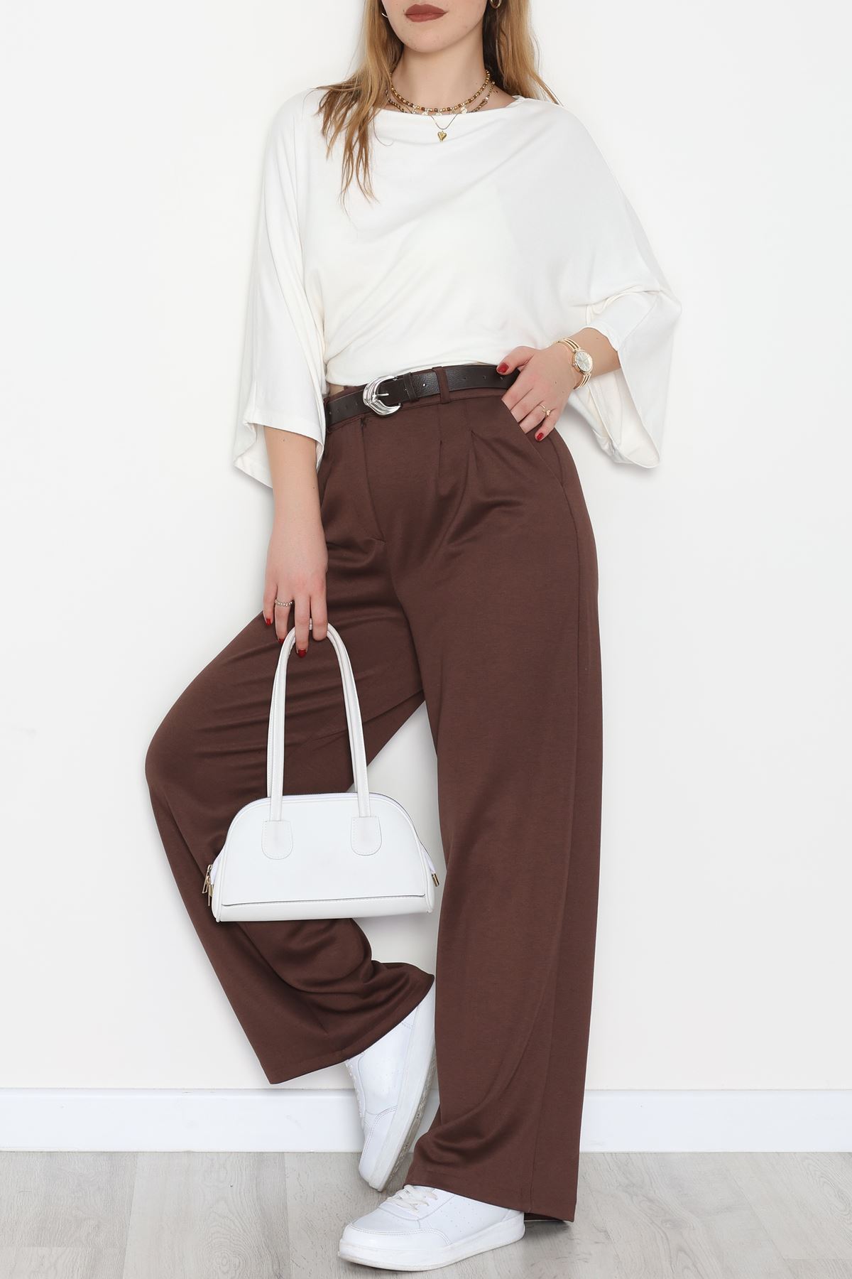 Modal Kumaş Palazzo Pantolon Kahve - 51104.2061.