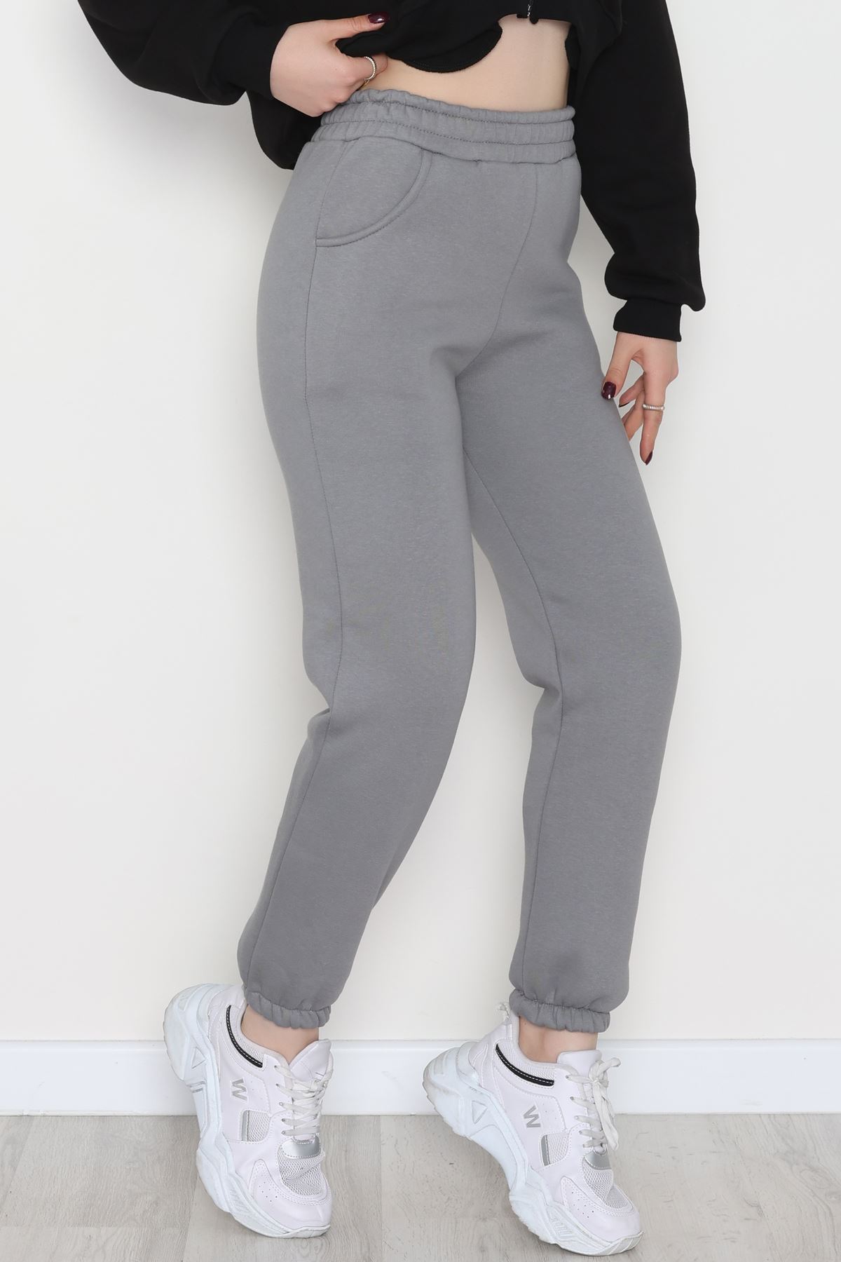 Lastikli 3 İplik Eşofman Altı Antrasit - 20956.1878.