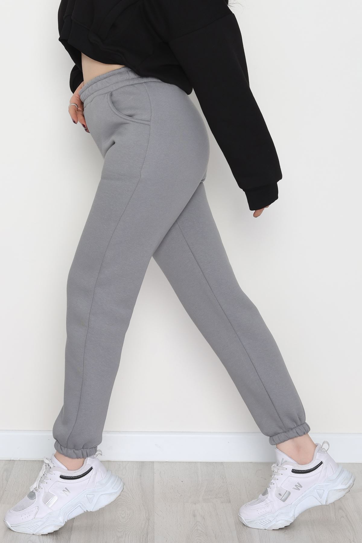 Lastikli 3 İplik Eşofman Altı Antrasit - 20956.1878.