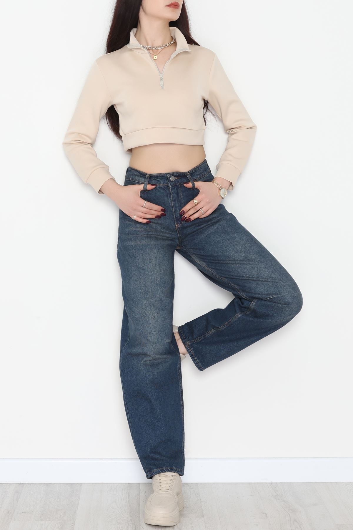 Arkası Tokalı Baggy Kot Pantolon Kahvetint - 31712.2059.