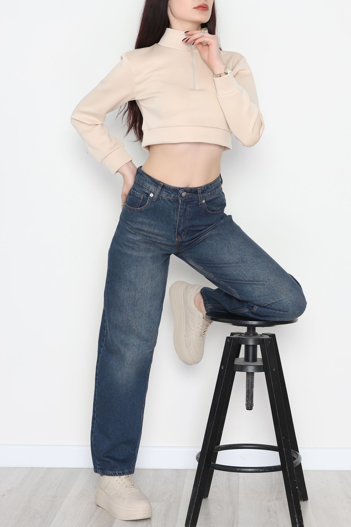 Arkası Tokalı Baggy Kot Pantolon Kahvetint - 31712.2059.