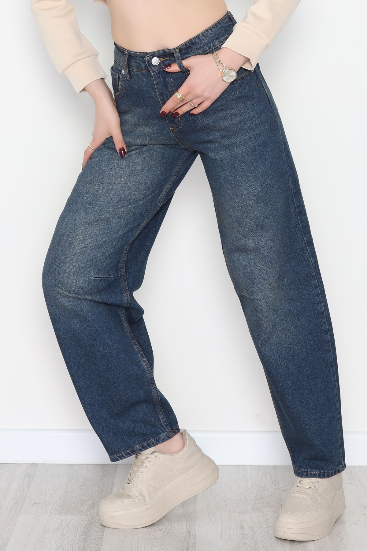 Arkası Tokalı Baggy Kot Pantolon Kahvetint - 31712.2059.