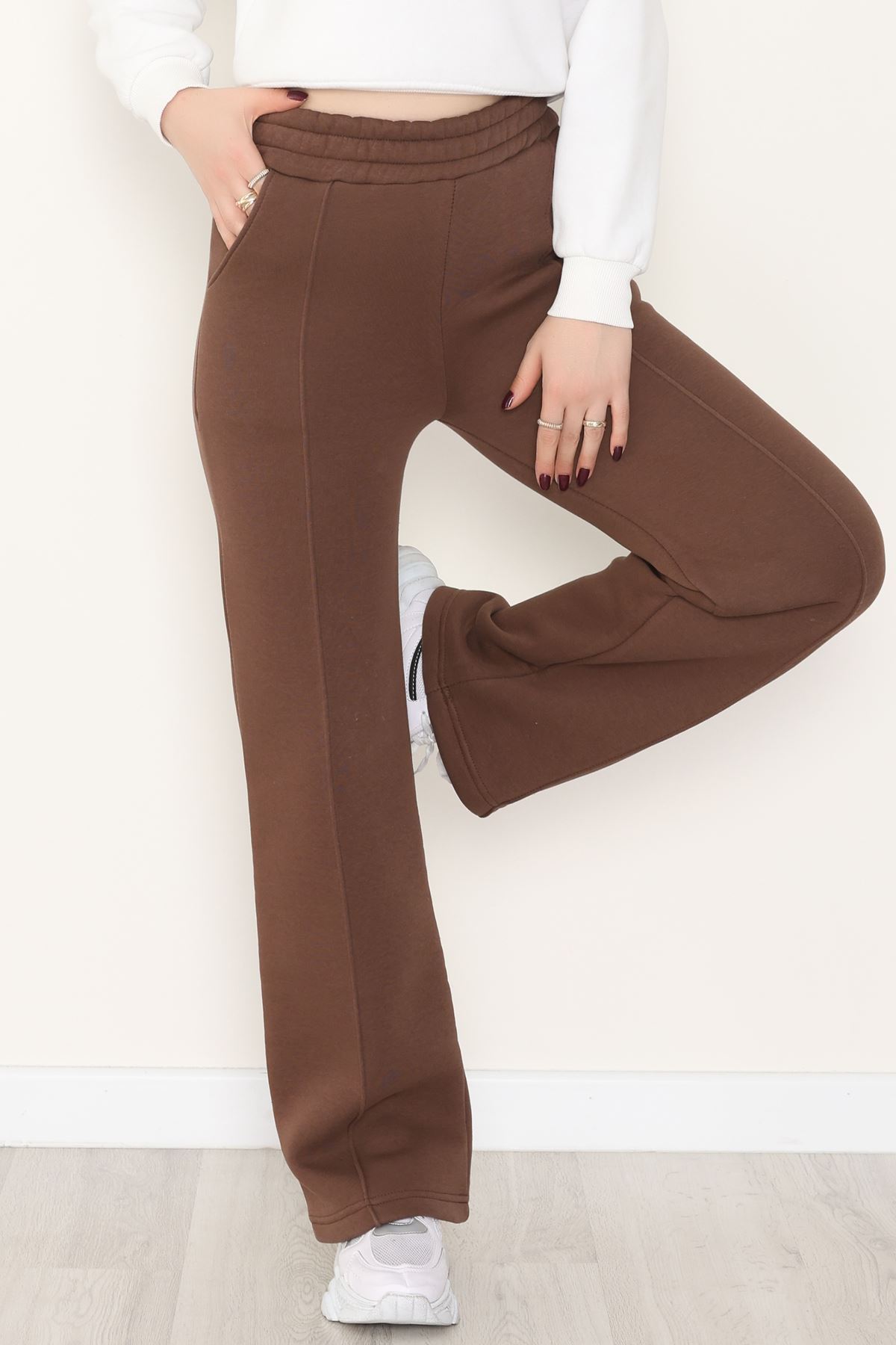 3 İplik Önü Çımalı Eşofman Altı Kahve - 42520.1878.