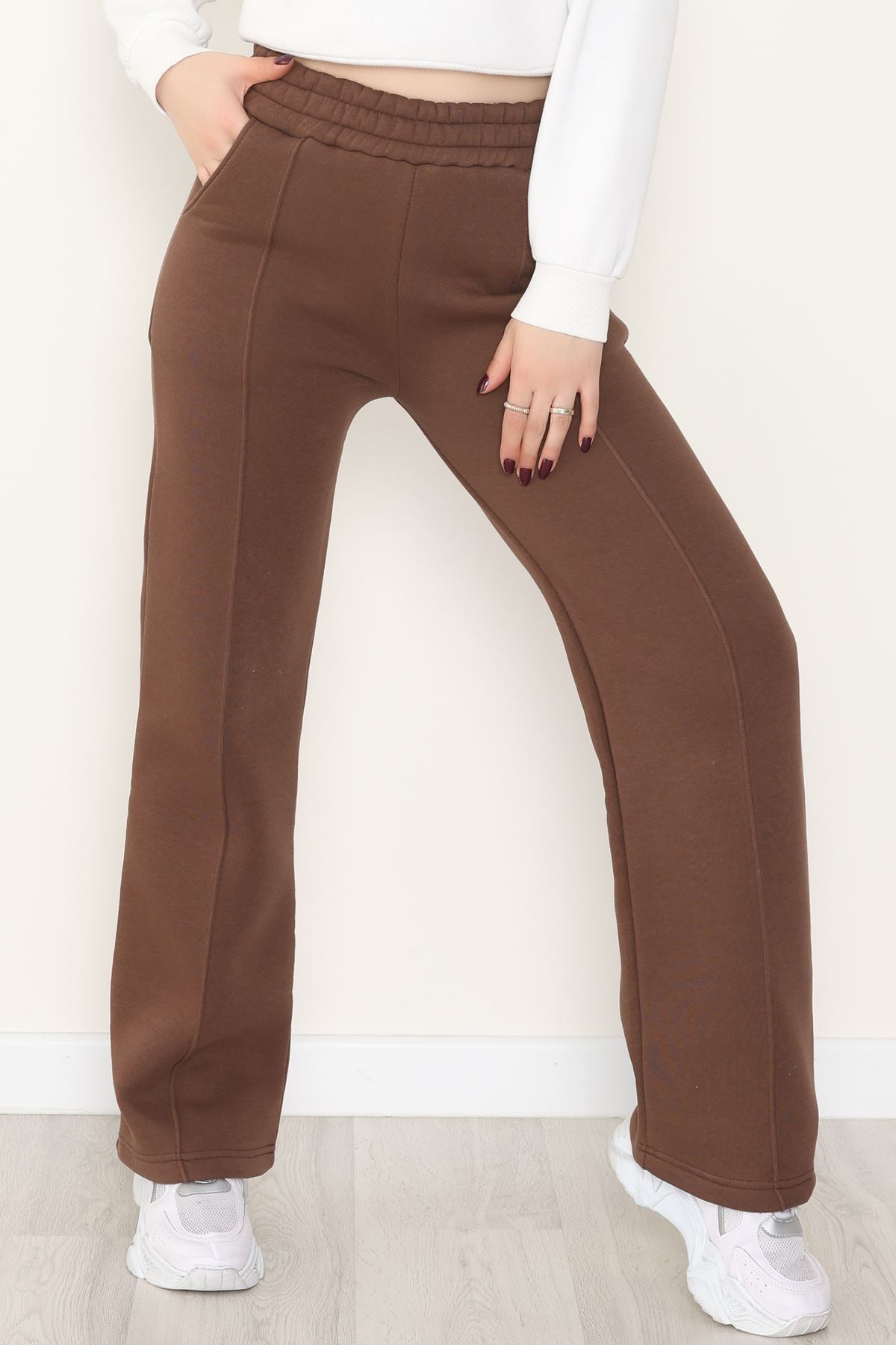 3 İplik Önü Çımalı Eşofman Altı Kahve - 42520.1878.