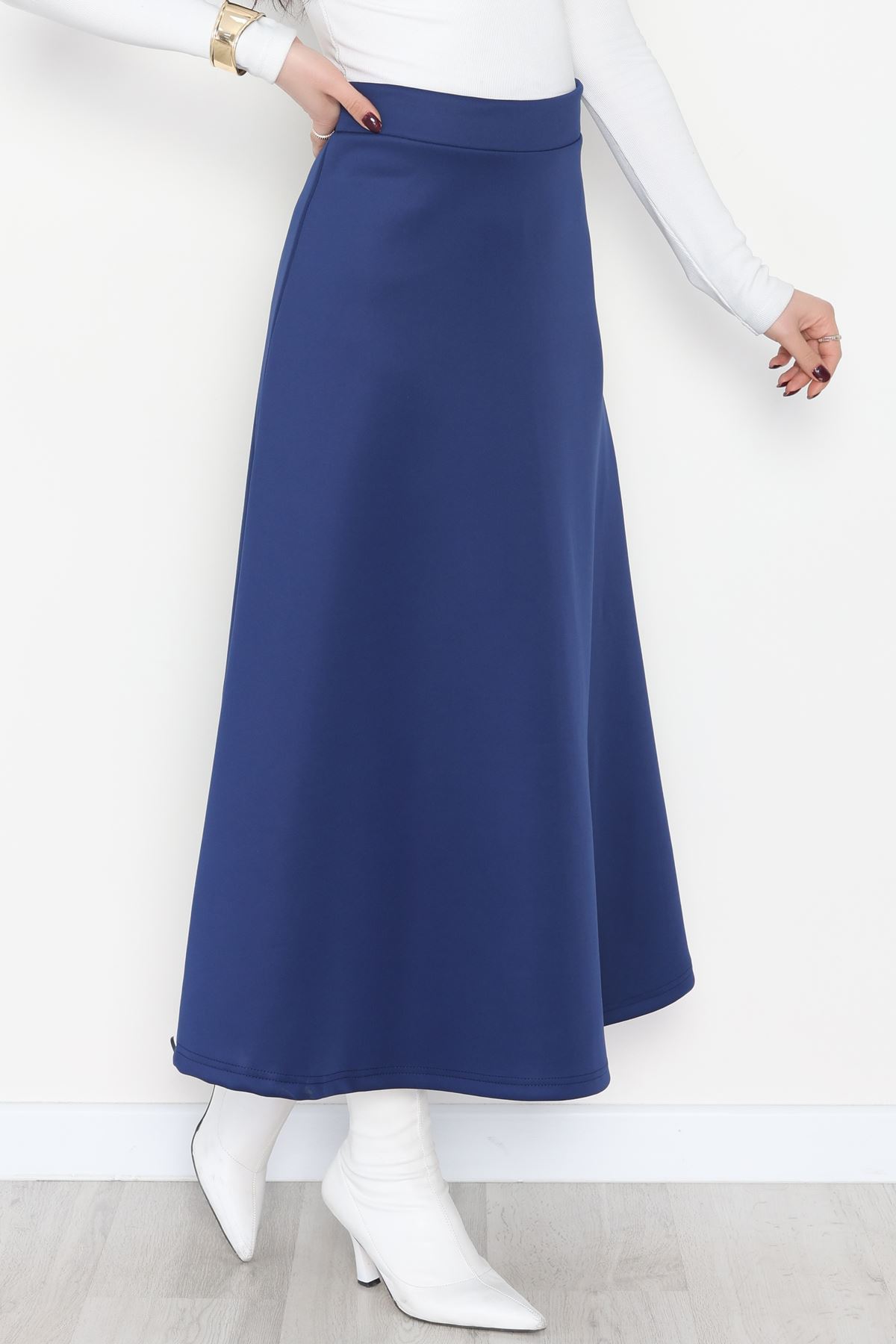 Puf Scuba Kumaş Uzun Etek Mavi - 51104.1355.