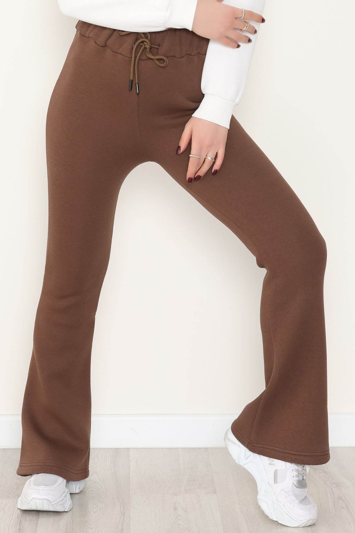 3 İplik İspanyol Paça Eşofman Altı Kahve - 42522.1878.