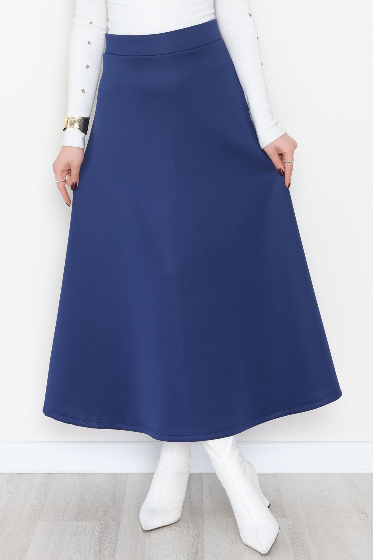 Puf Scuba Kumaş Uzun Etek Mavi - 51104.1355.