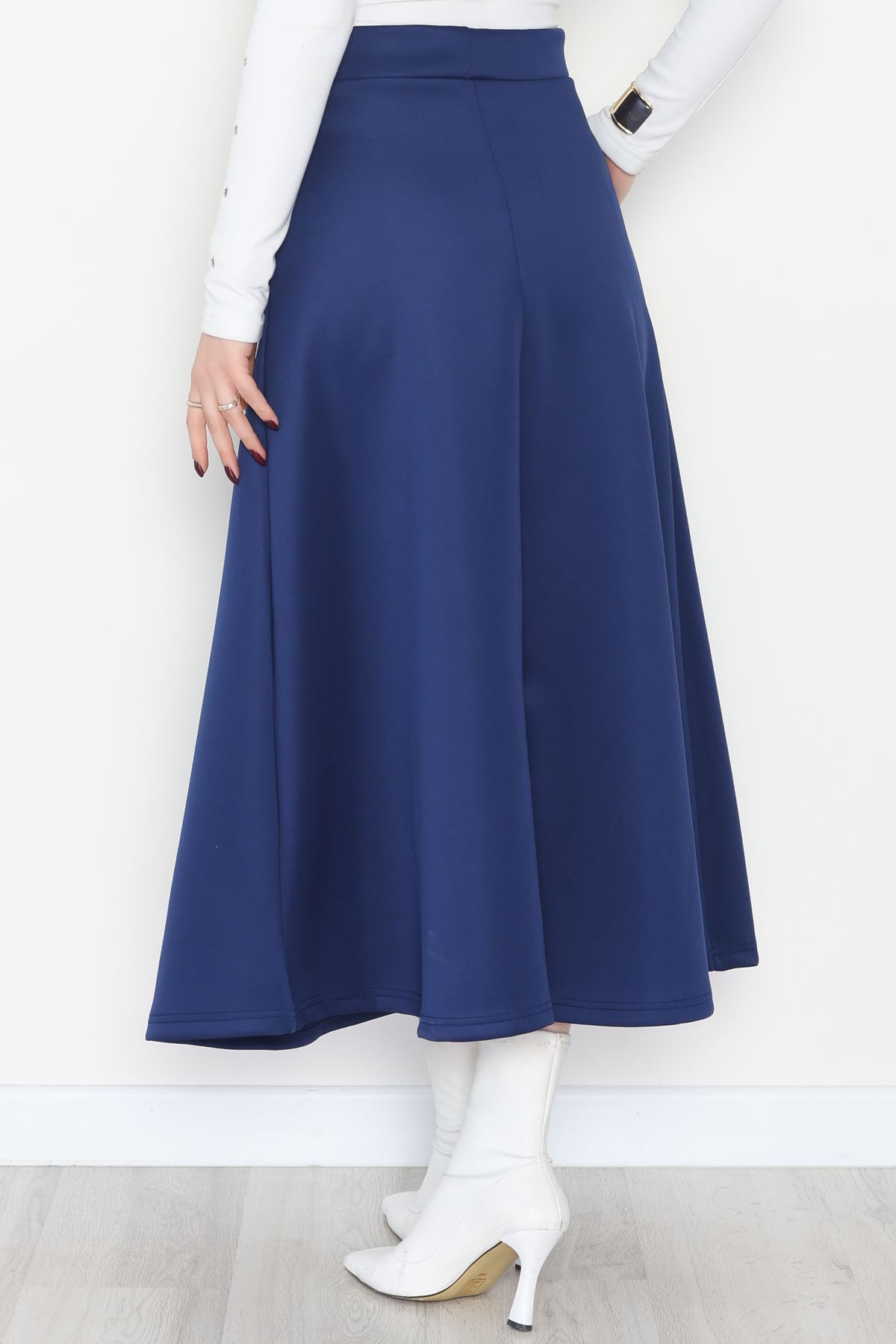 Puf Scuba Kumaş Uzun Etek Mavi - 51104.1355.