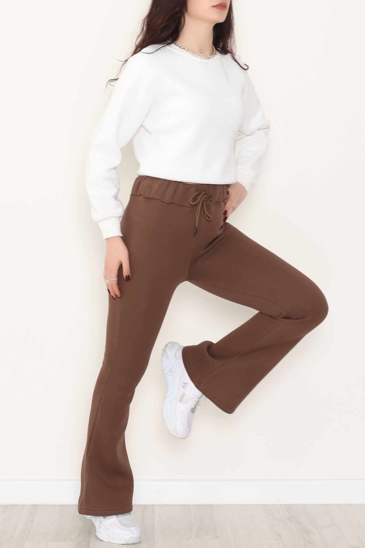 3 İplik İspanyol Paça Eşofman Altı Kahve - 42522.1878.