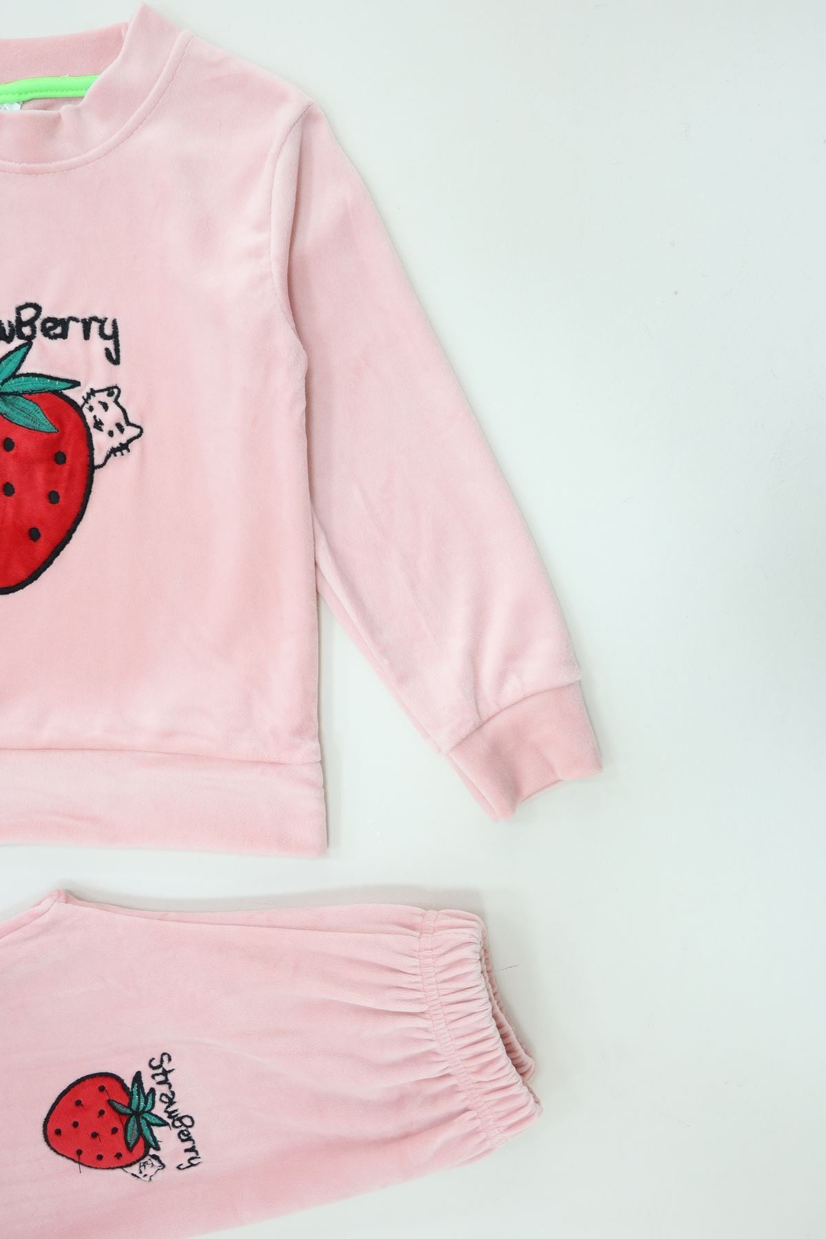 4-10 Yaş Fransız Kadife Likralı İkili Takım Pudra - 52132.1776.