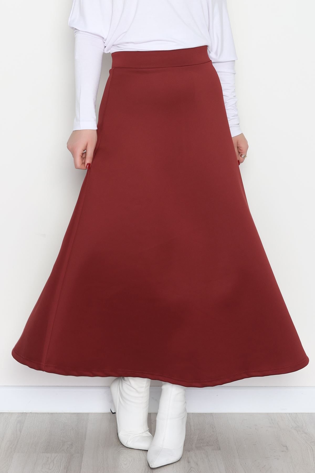 Puf Scuba Kumaş Uzun Etek Bordo - 51104.1355.