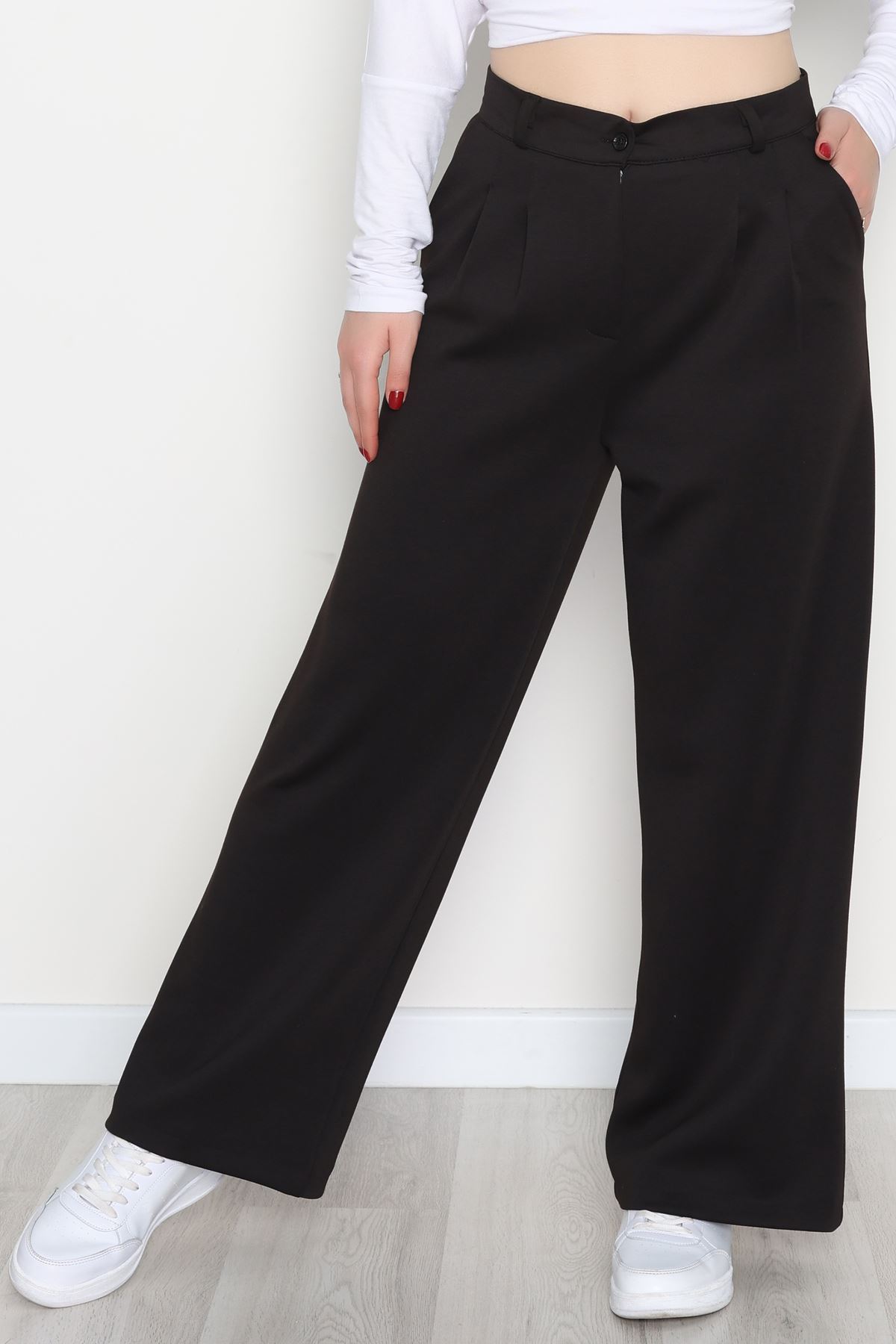 Modal Kumaş Palazzo Pantolon Siyah - 51104.2061.