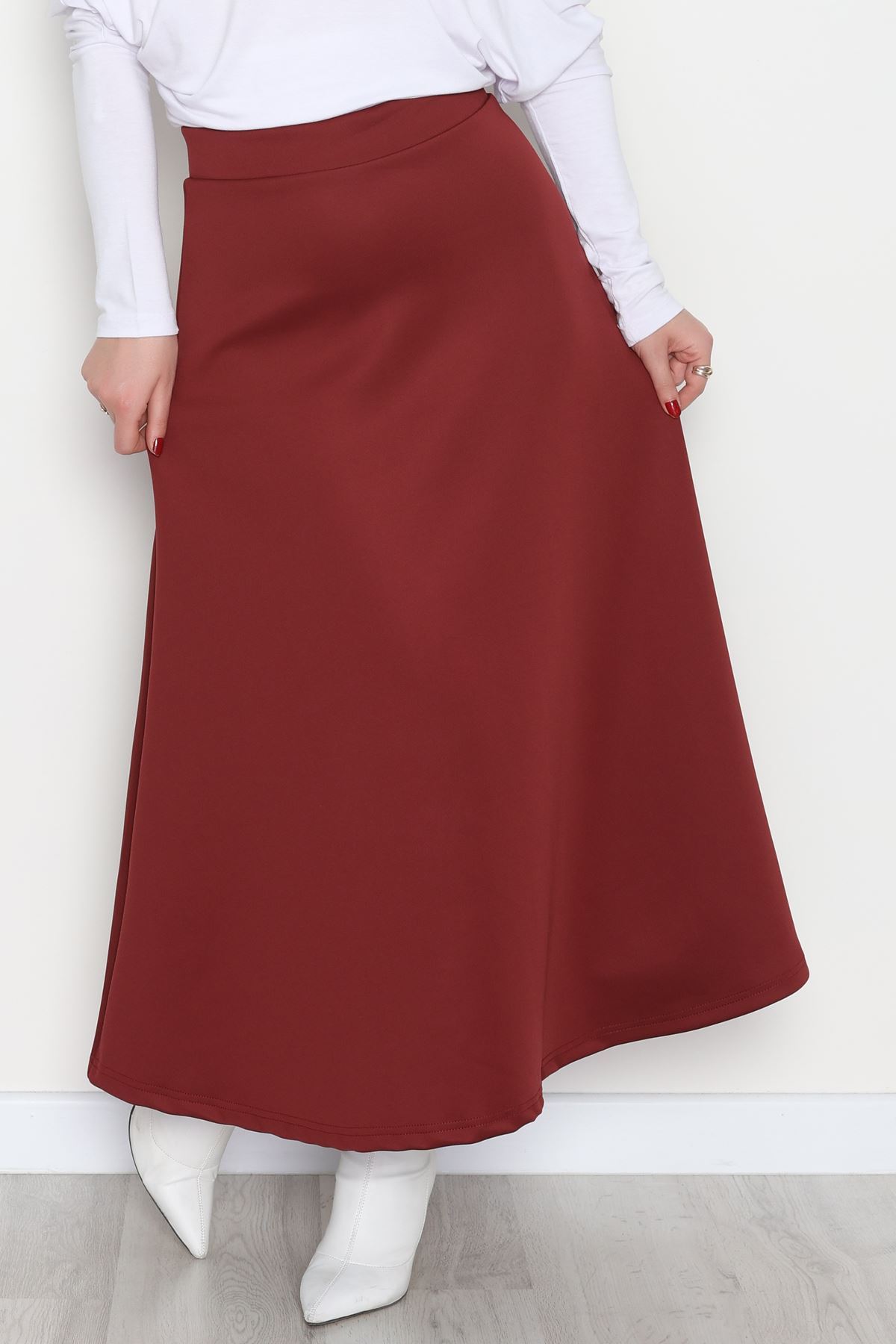 Puf Scuba Kumaş Uzun Etek Bordo - 51104.1355.