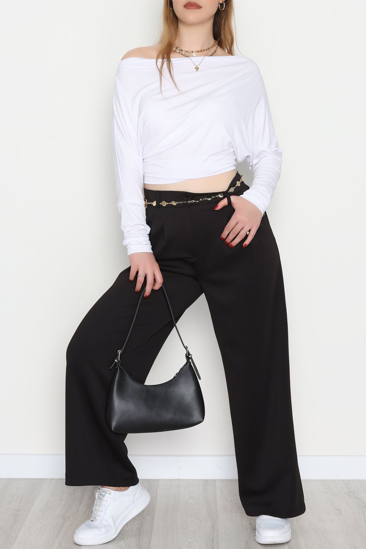 Modal Kumaş Palazzo Pantolon Siyah - 51104.2061.