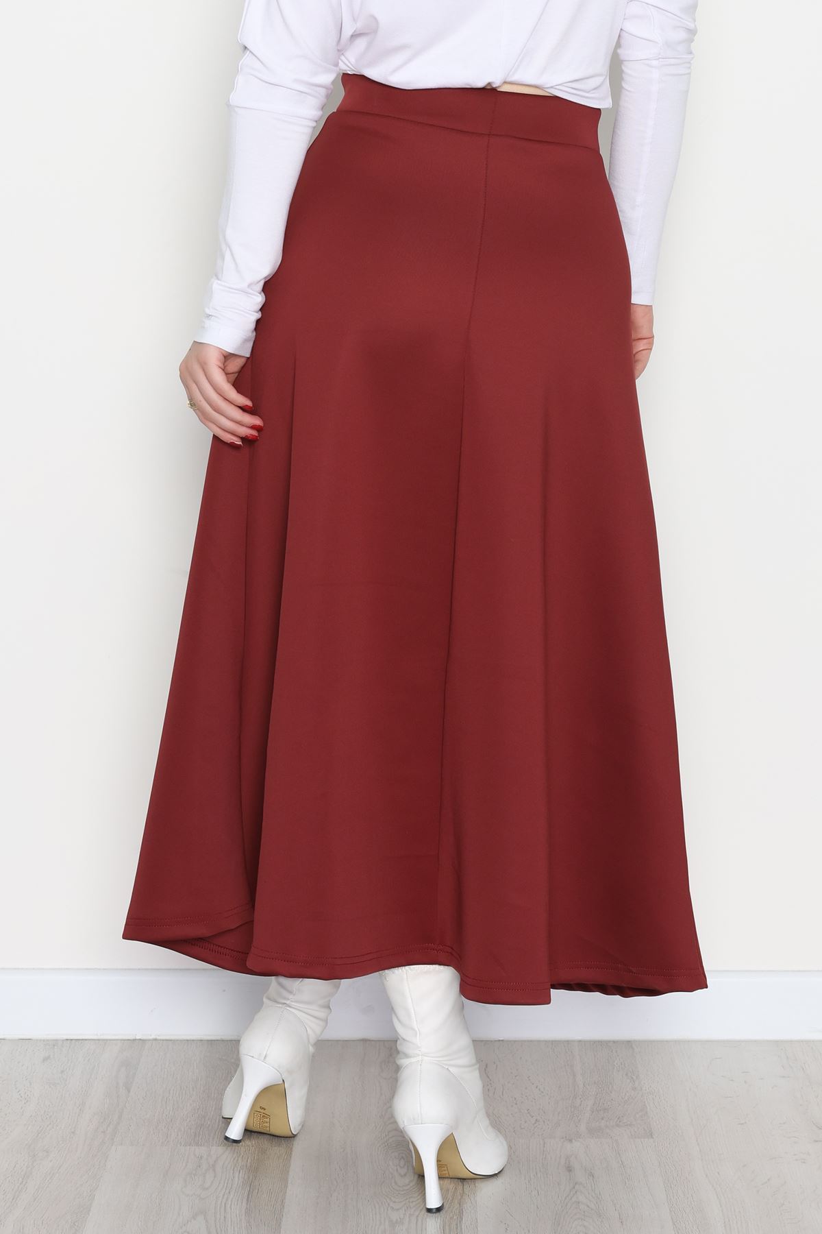 Puf Scuba Kumaş Uzun Etek Bordo - 51104.1355.