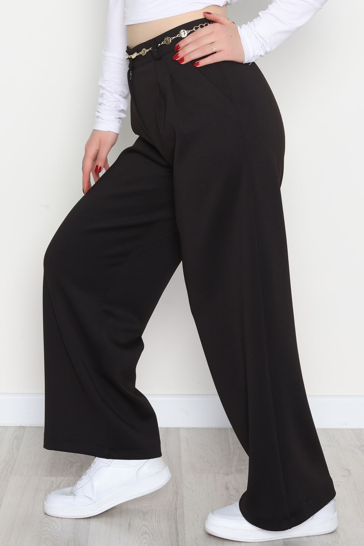 Modal Kumaş Palazzo Pantolon Siyah - 51104.2061.