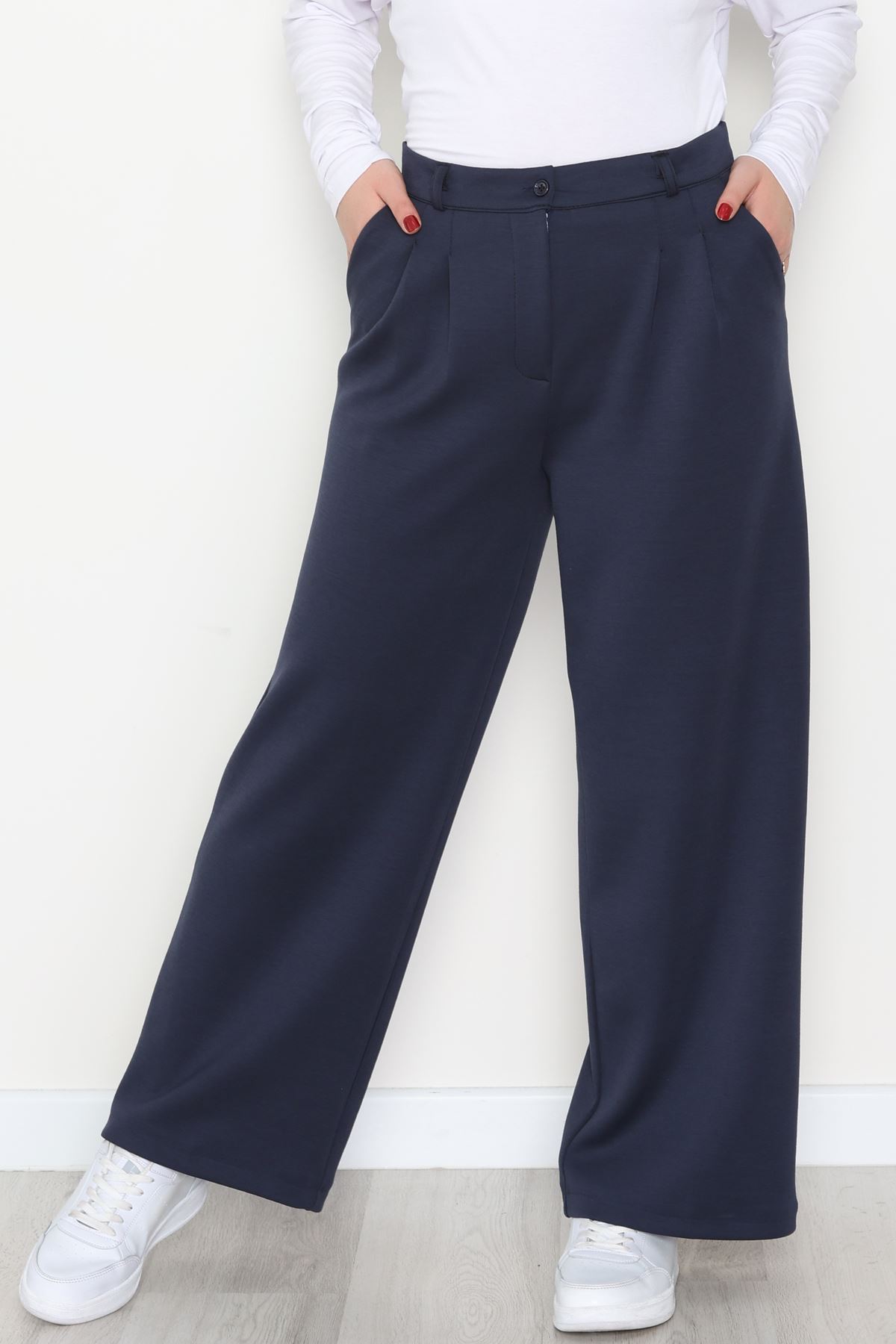 Modal Kumaş Palazzo Pantolon Lacivert - 51104.2061.